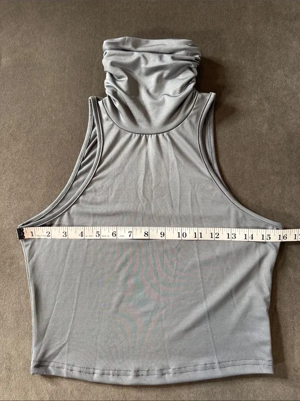 Women’s Sleeveless Grey Turtleneck Top and Matching Skirt Set Size S NEW - Image 6