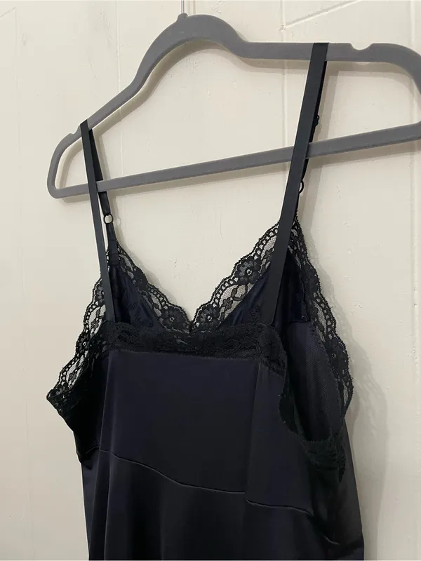 Sears Vintage Lace Slip Dress Size 38 Black Babydoll Elegant Whimsygoth Romantic - Image 5