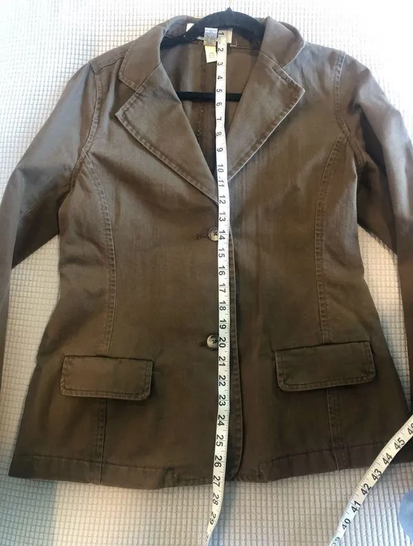 Old Navy fitted brown denim 2 bottom down jacket / blazer size large - Image 3