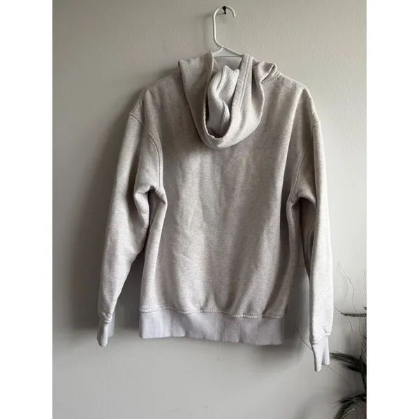 White Fox Oatmeal Heather Frayed Logo Fleece‎ Pullover Hoodie XS/S Womens - Image 3