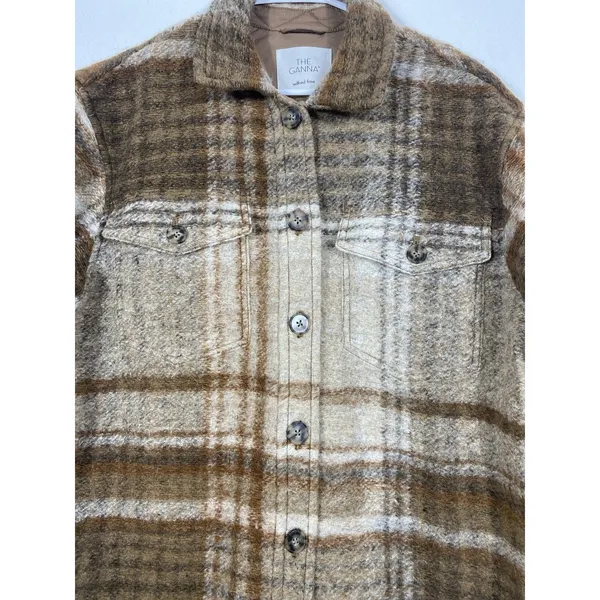 Wilfred Free Aritzia The Ganna Womens Wool Plaid Shacket Jacket M Oversized - Image 7