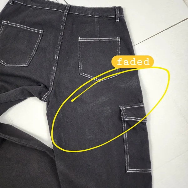 Cider Happy Hour Cargo Jeans Wide Leg Black Denim Contrast Stitch Size XL - Image 8