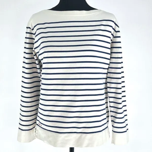 VTG Ralph Lauren Petite Womens PL‎ Striped Long Sleeve Preppy Y2K Top Navy White - Image 2