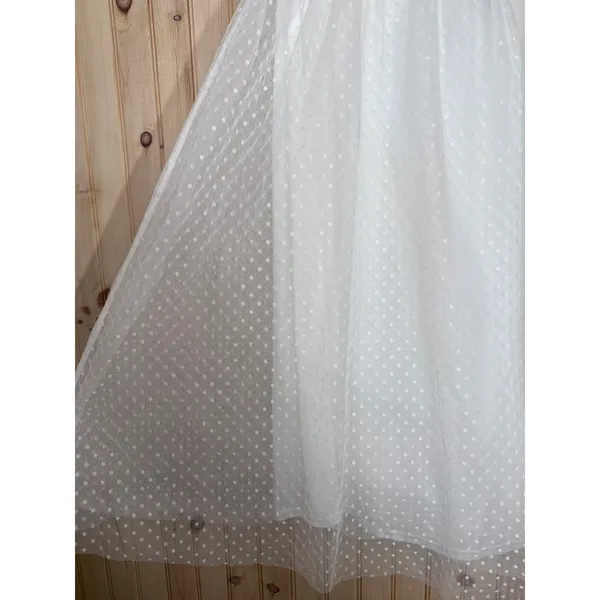 NWT Lulus Forever Celebrated White Swiss Dot Ruched Tulle Midi Dress Size M - Image 5
