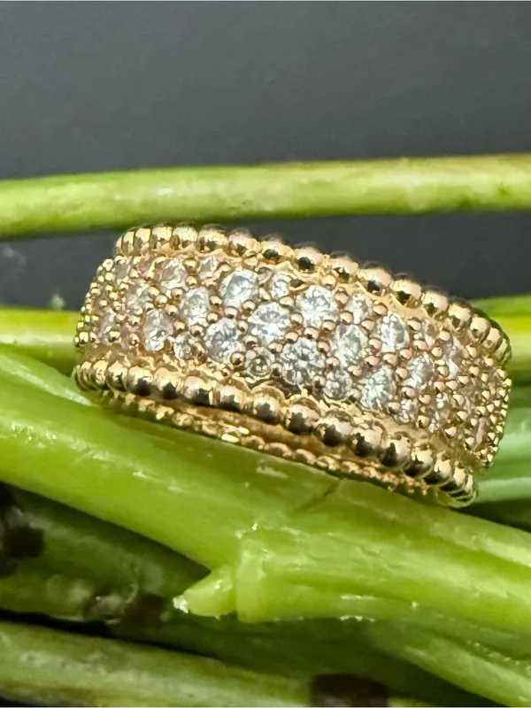 Unsigned Gold-plated Pave Crystal CZ Band Eternity Ring Size 8. - Image 2