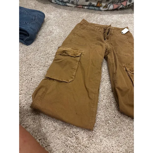 American Eagle Womens Cargo Pants Brown High Waist Stretch Straight Leg Size 000 - Image 10