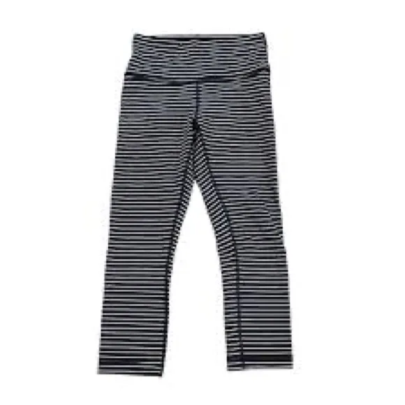Lululemon Wunder Under Crop Stripe Luon High Rise Yoga Leggings Size 4 6 Women - Image 13