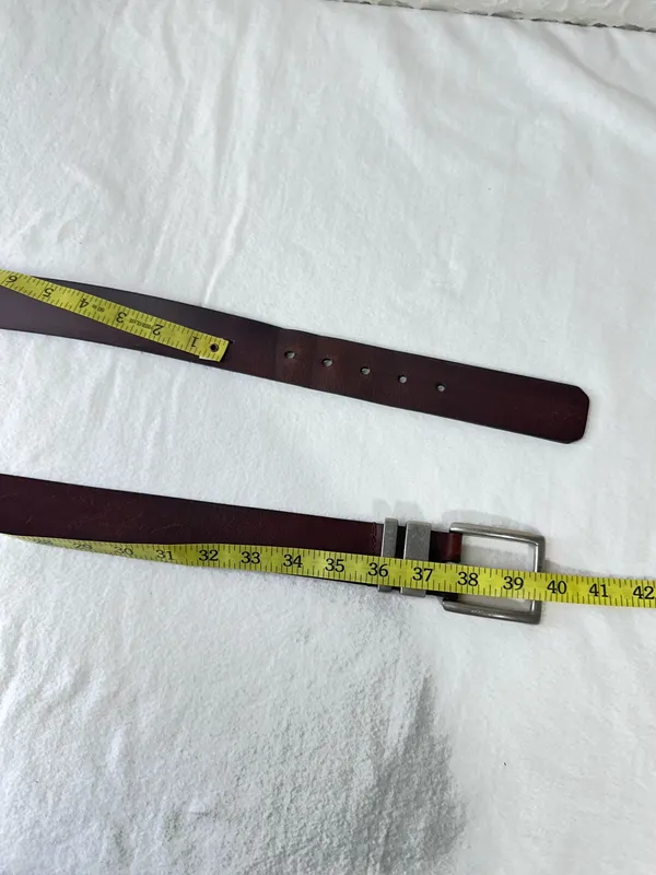Levi's Rugged Dark Brown Leather Belt Sz 40 Brushed Nickel Western - Image 8