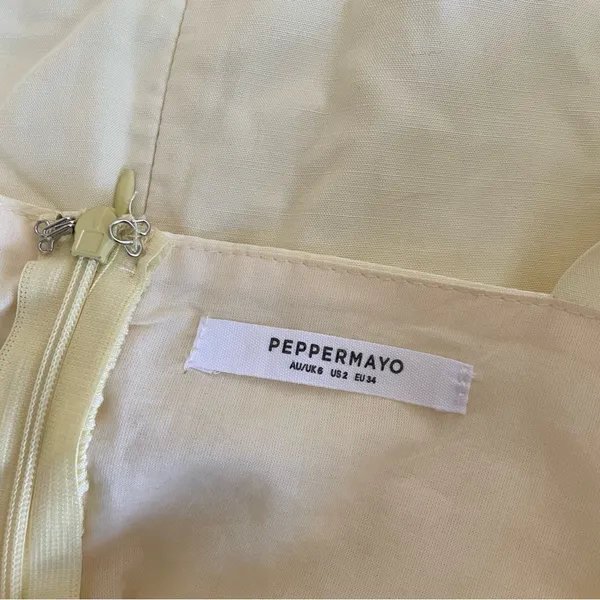PEPPERMAYO French Kiss Mini Dress in Butter Yellow US 2 - Image 2