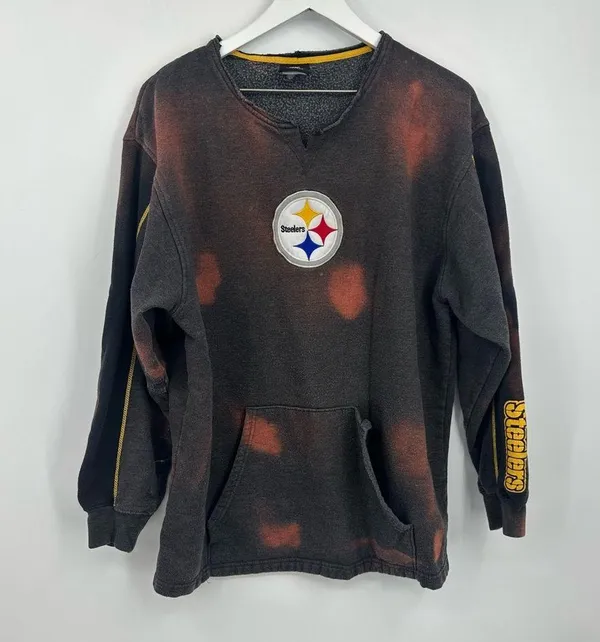 NFL Pittsburgh Steelers Custom Bleach Splatter Sweatshirt Size Large Football - Image 4