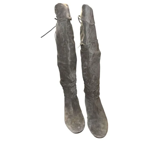 Enzo Angiolini Knee High Gray Suede Slouch Boots Size 8.5 - Image 4