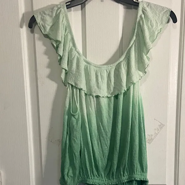 Free People Mint Ombre Ruffle Scoop Tank - Image 3