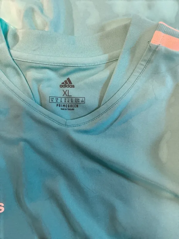 Adidas Aeroready Primegreen Men’s XL V-Neck Soccer Training Jersey Tee - Mint Green / Teal - Image 3