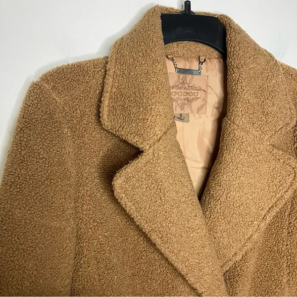 JouJou teddy bear blazer pea coat style‎ coat size small caramel colored - Image 3
