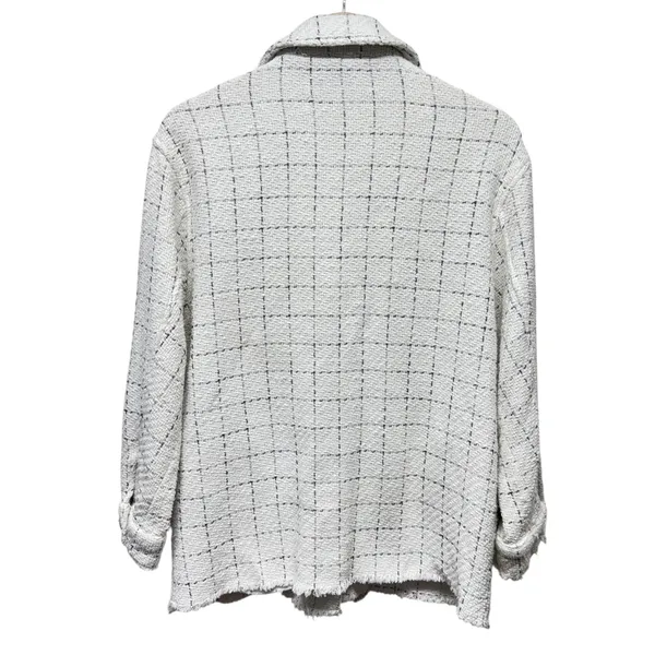 ZARA Oversized Tweed Shacket Overshirt‎ Women XS Ivory Check Textured Oversized - Image 3