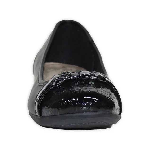 Time & Tru Black Buckle Croc Flats - Image 2