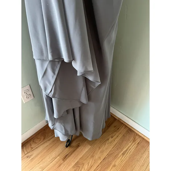 Jenny Yoo Collection‎ Womens Gray Flowy Strappy Chiffon Gown Size 2 Prom - Image 6