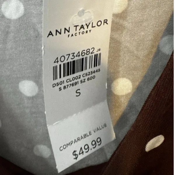 Ann Taylor Square Neck Polka Dot Layering Tank Top Rich Walnut Brown Size S NWT - Image 5