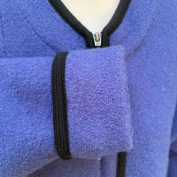 Icelandic Design Coat L Blue Boiled Wool Zip Button Trim Pocket Nordic Winter - Image 12