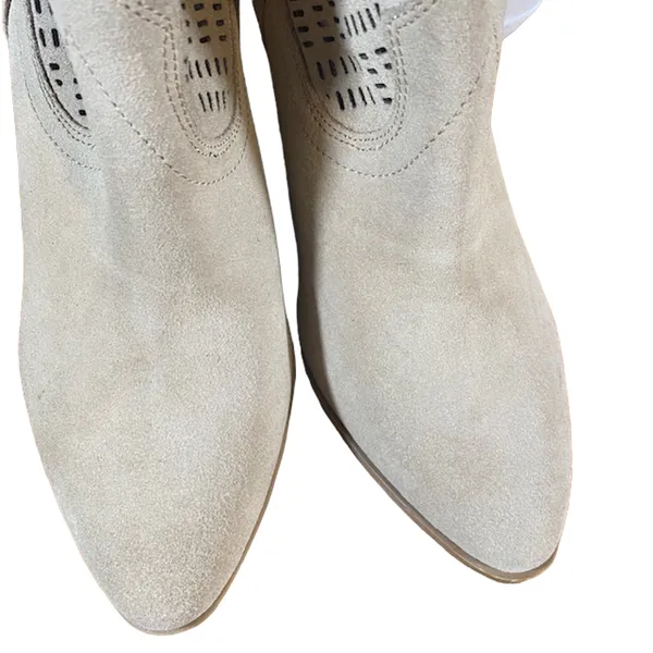 Crown Vintage Women’s Beige Suede Western Wedge Ankle Boots Size 7.5 - Image 10