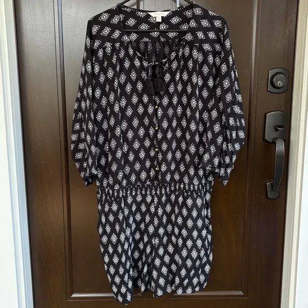 EUC Garnet Hill Shorts Romper Black White Size XL - Image 3