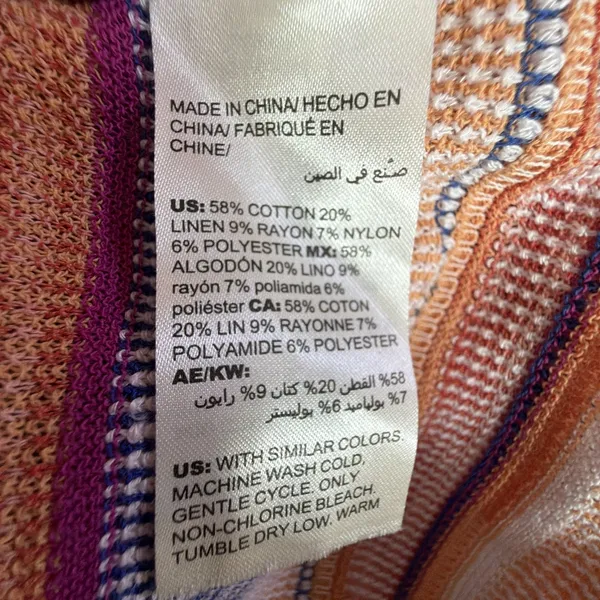 Chico's 2 Multi Color Striped Sweater Top large Linen blend Orange fall festival - Image 8