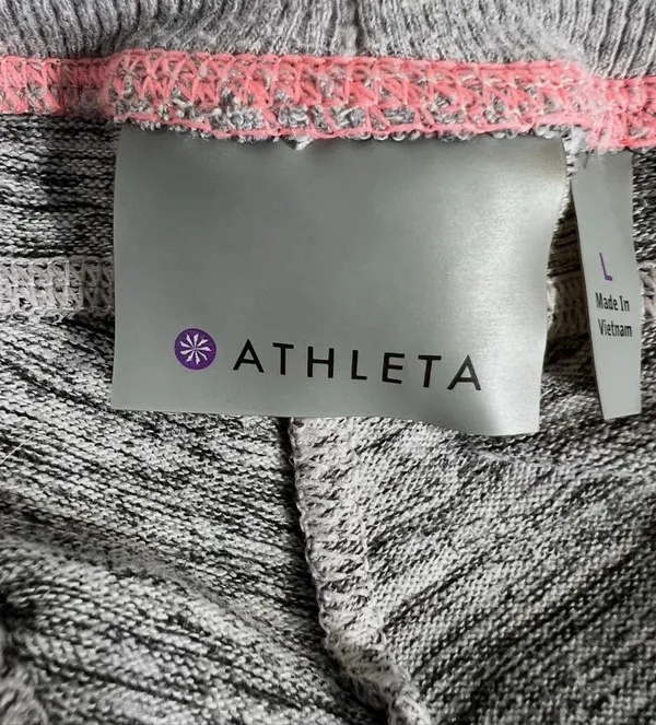 ATHLETA Gray Capri Lounge Pants Women Size L Fold-Over Waist Zip-Pockets - Image 9