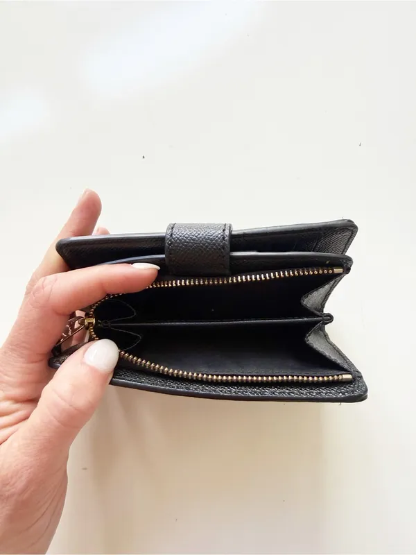COACH Black Leather Corner Zip Wallet - Image 3