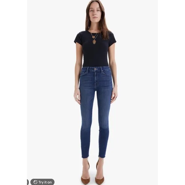 MOTHER The Looker Ankle Fray Jeans Hot Springs Size 25 - Image 12