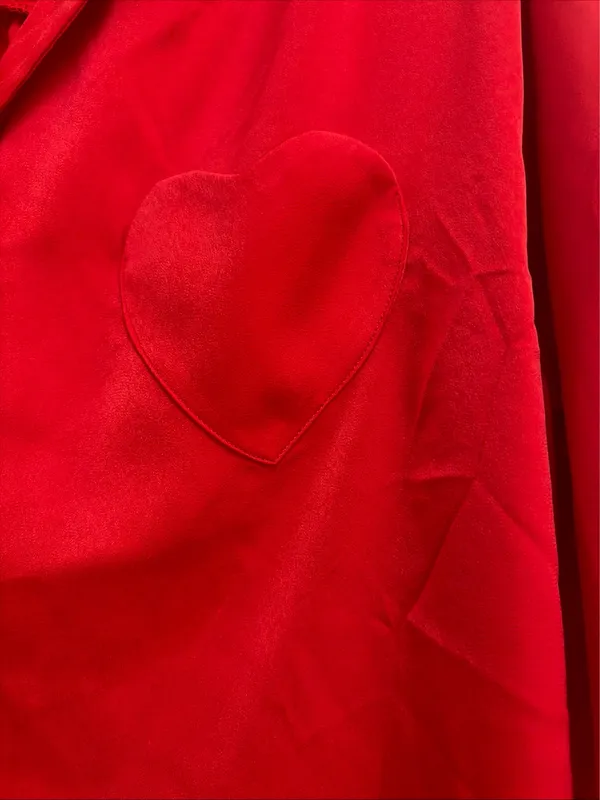 No boundaries New! Red Satin Heart Pocket Women's Pajama Set size L - Image 4