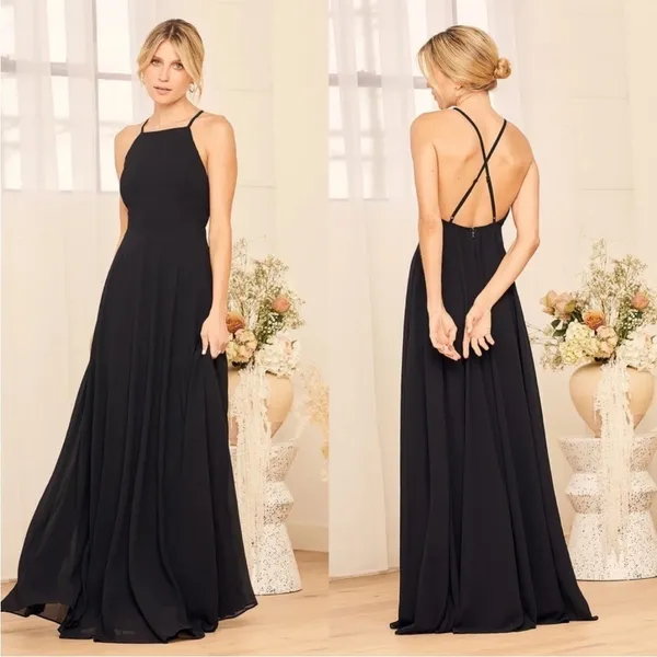 Lulu's Black Mythical Kind of Love Evening Gown Full Length Maxi Dress Small NEW - Image 2