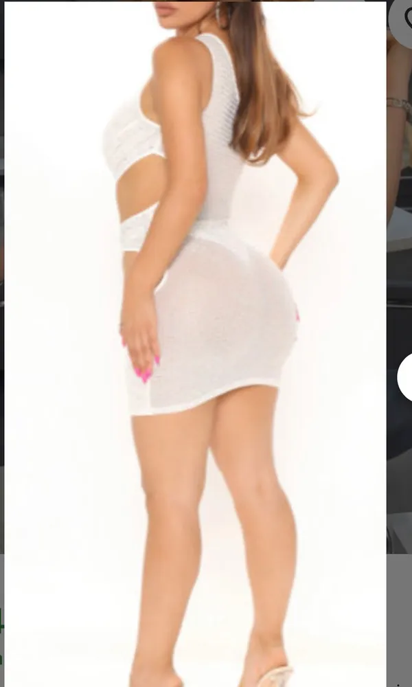 Boutique White Rhinestone Two Piece Set - Image 2