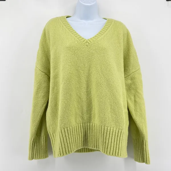 Favorite Daughter The William Sweater Citron Green V-Neck Wool Cashmere M EUC‎ - Image 4