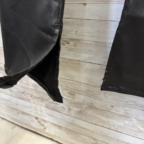 NWT Express Womens 14L Pants‎ Satin Coated Black Skyscraper Mid Rise Split Hem - Image 6