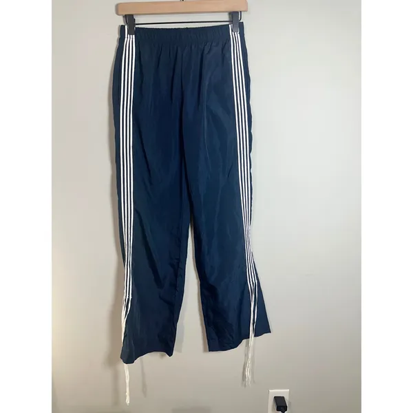 Edikted Remy Ribbon Track Pants Navy Blue White Stripe Y2K Wide Leg Small - Image 3