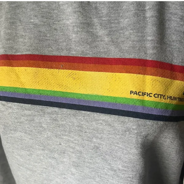 John Galt Brandy Melville Gray Rainbow Stripe Cropped Sweatshirt‎ Small OS - Image 5
