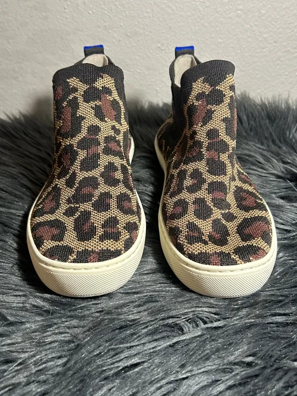 Rothy's Leopard Print High-Top Slip-On Sneakers - Brown/Tan Size 7 - Image 5