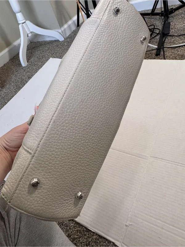 Brighton White Leather Y2K Shoulder Bag Handbag Purse Vintage - Image 7