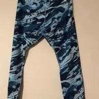 Wmns NIKE Blue Paint Camo Athletic Capri leggings pants L blue dri fit fold down - Image 3
