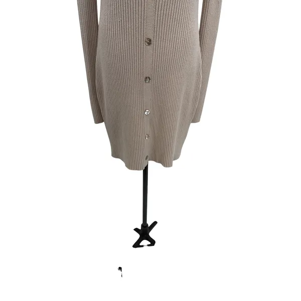 LPA Naolin Taupe Rib Knit Open Back Collared Bodycon Mini Dress‎ Size Medium - Image 7