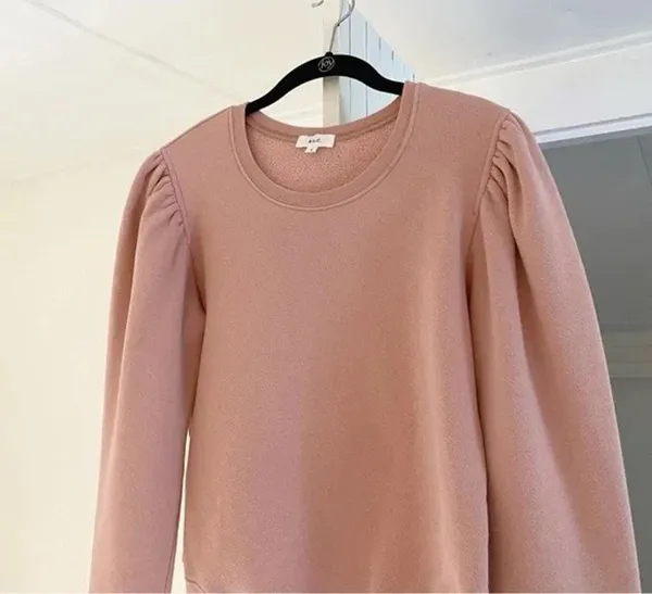 ALC Rayna Puff Sleeve Sweatshirt in Baby Pink Size S Retail $195 - Image 9