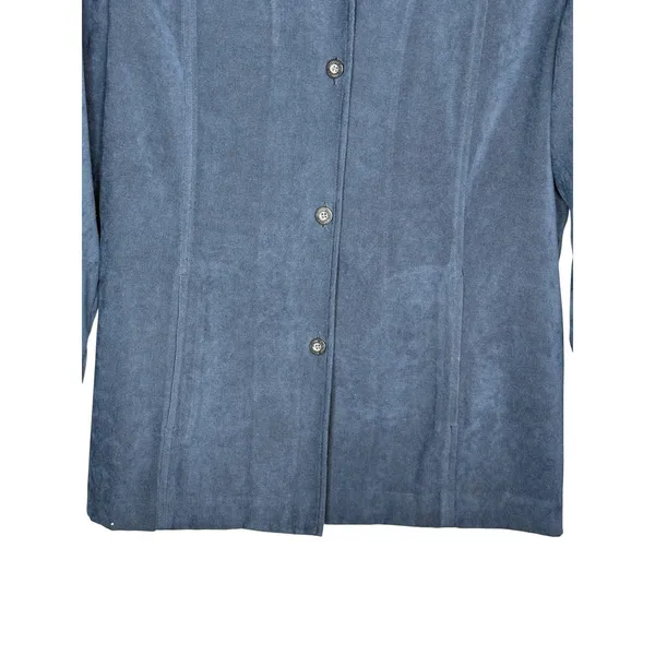 Vintage Norton‎ McNaughton Shirt Jacket Women 8 Blue Faux Suede Button Down - Image 6