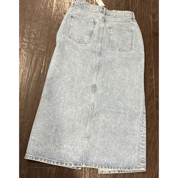 The‎ Drop Dixon Womens Size Medium Indigo Denim Jean Skirt Front Slit Preppy NEW - Image 2