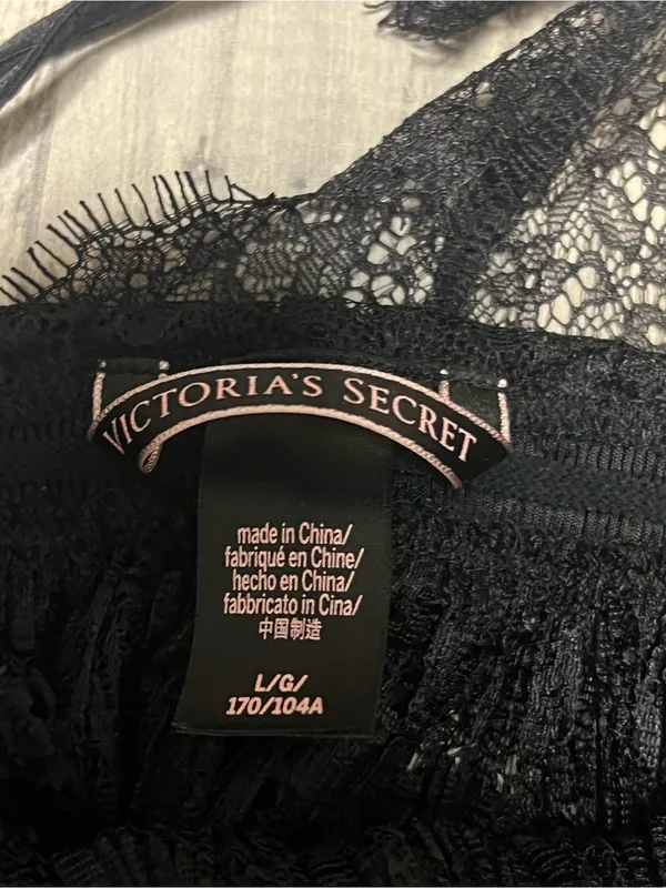 Victoria's Secret Black Eyelash Lace Pleated Babydoll Nightie Lingerie - Image 3