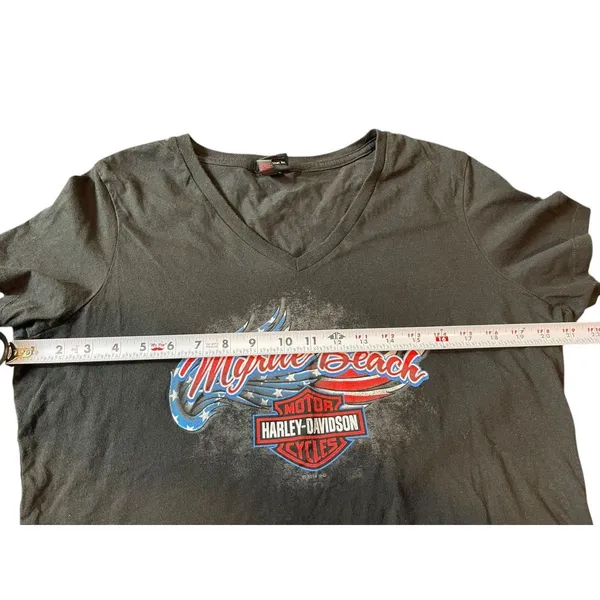Harley Davidson Black V-neck Myrtle Beach Red White Blue Patriotic T-shirt XL - Image 10