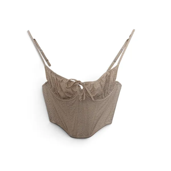 Out From Under Urban Outfitters Cream Seersucker Corset Bustier Top Small - Image 2