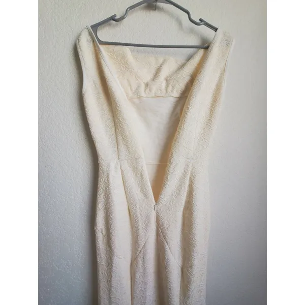 Muxxn White Dress Women Size Small Fit Flare Cream White Boat Neck Mermaid Prom - Image 14