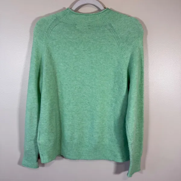 J. Crew Mock Neck Sweater‎ Light Green Wool Blend Merino Alpaka Soft size Small - Image 5
