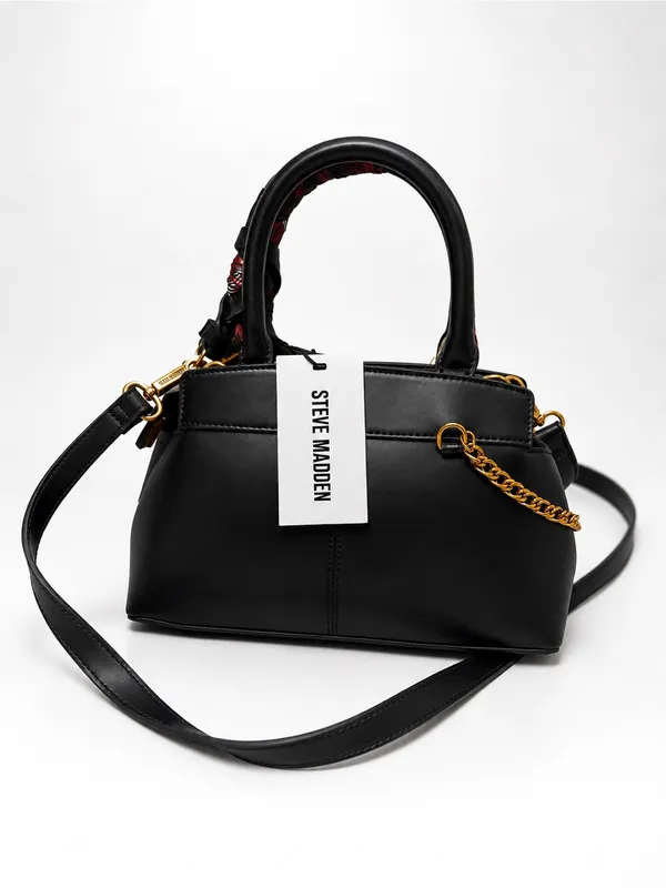 👜Steve Madden | Black Satchel with Red Plaid Scarf Accent👜 - Image 2