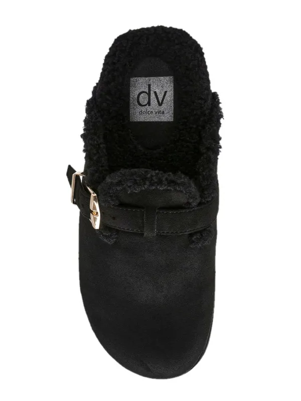 NEW DV Dolce Vita Faux Suede Clog Mule Gold Buckle Black Slide Slippers, Size 10 - Image 10